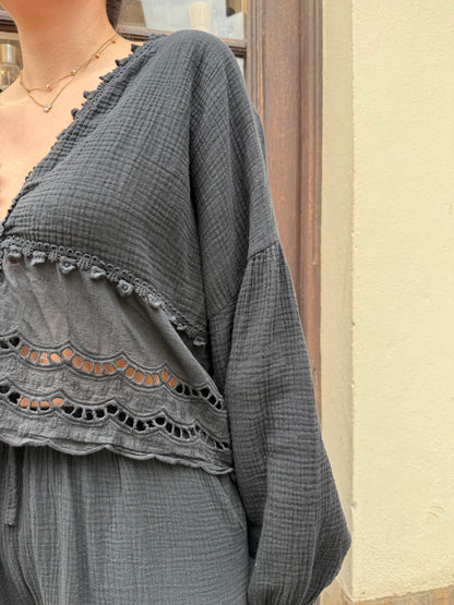 Musselin Set in schwarz