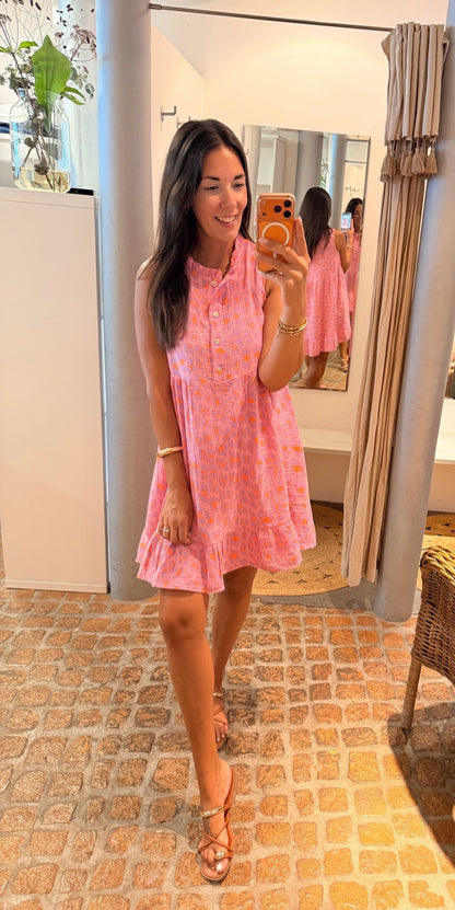 MIDI DRESS MUSSELIN LEO PINK