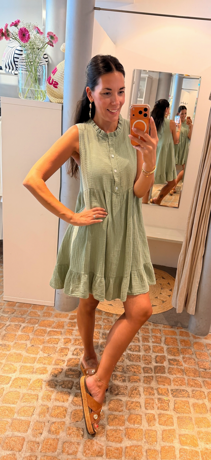 MIDI DRESS MUSSELIN SALBEI