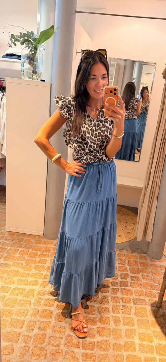 MUSSELIN BLUSE VOLANT LEO