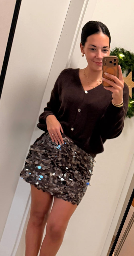 Cardigan V-Ausschnitt in dunkelbraun