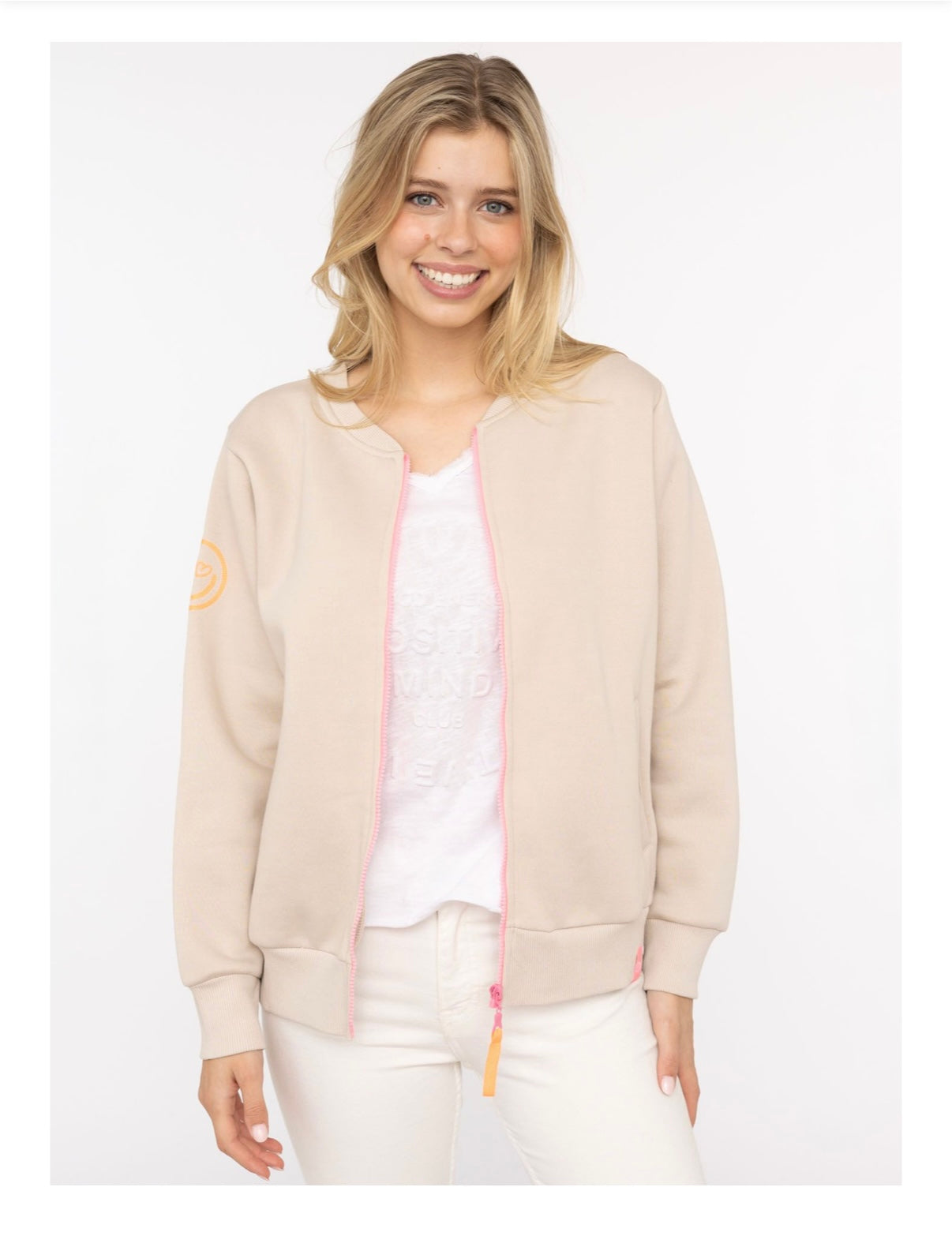 Zwillingsherz Sweatjacke SMILE in beige