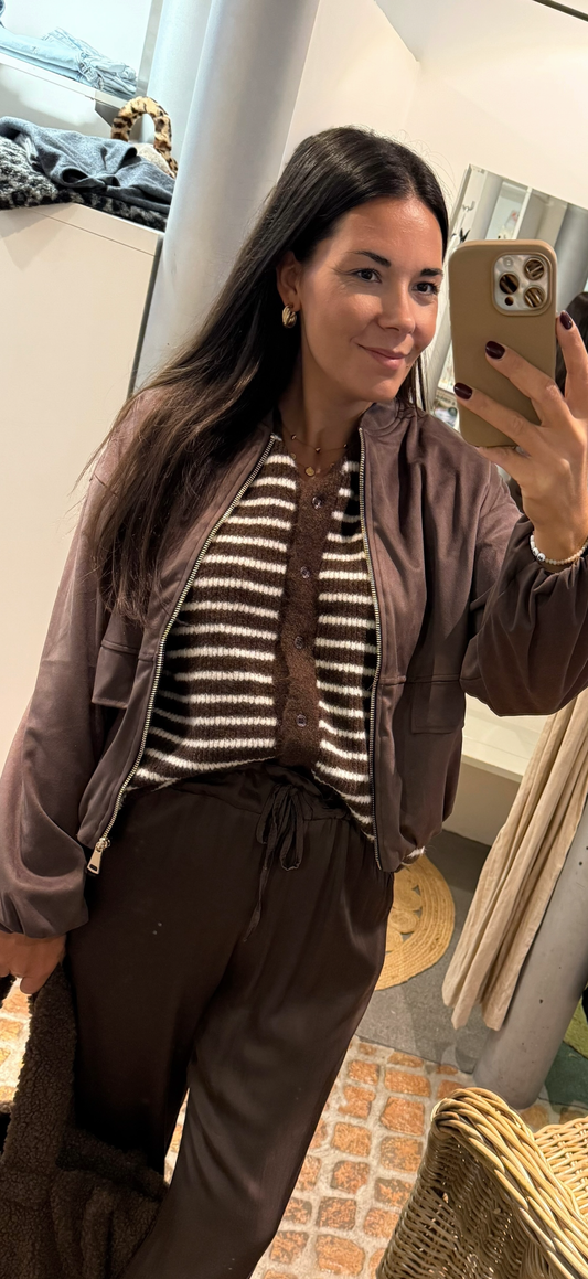 Midi Puffy Jacke schokobraun