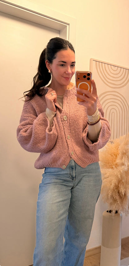 Grobstrick Cardigan altrosa