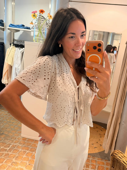BOHO BLUSE ZUM BINDEN BEIGE
