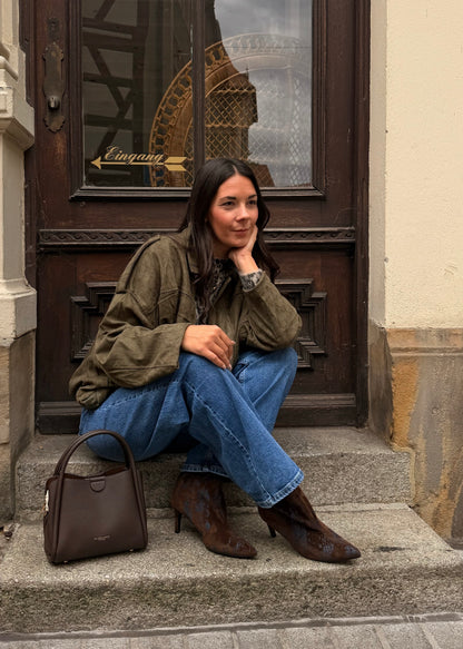 MIDI PUFFY JACKE KHAKI