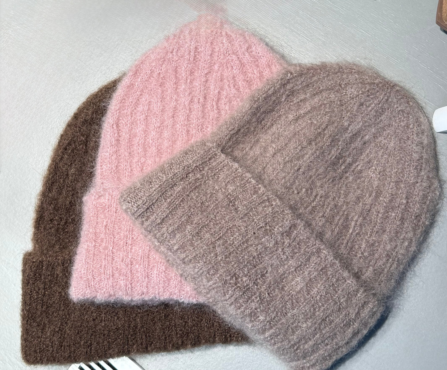 Cosy Mohair Mütze in mauve