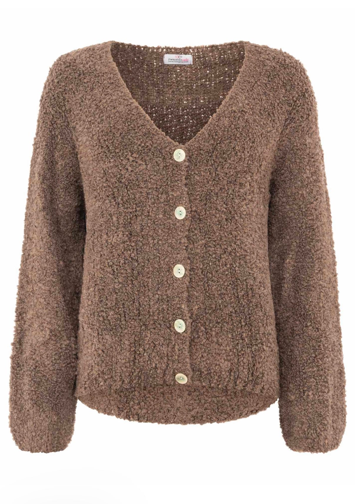 Zwillingsherz Plüsch Cardigan in braun
