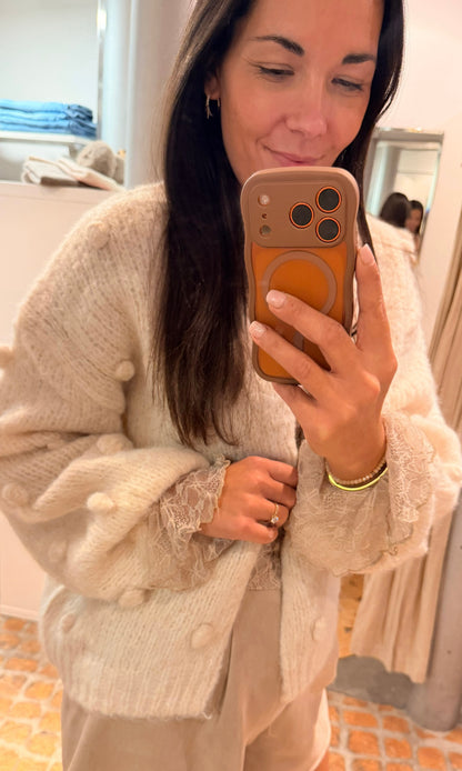 Cardigan Dots in beige