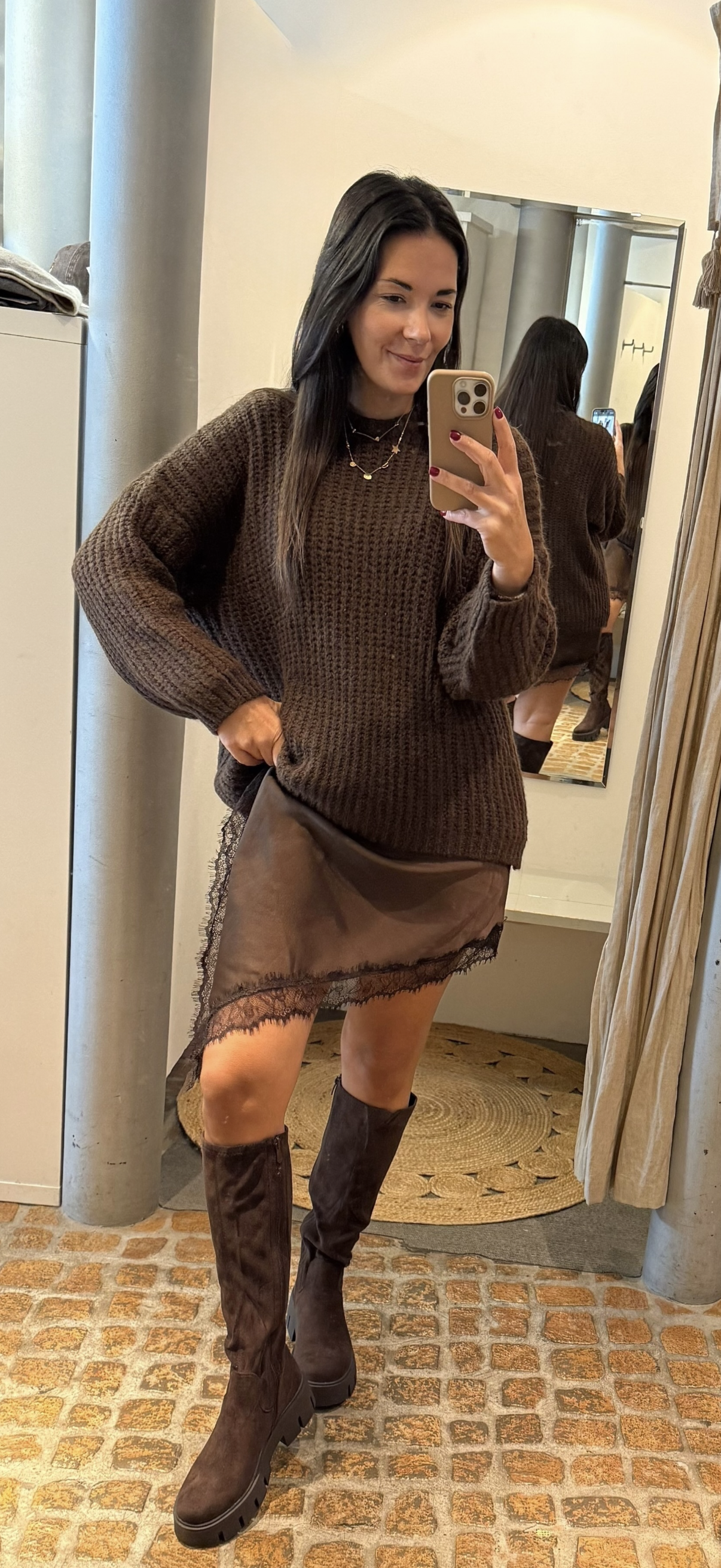 Satin Dress - Longtop choco