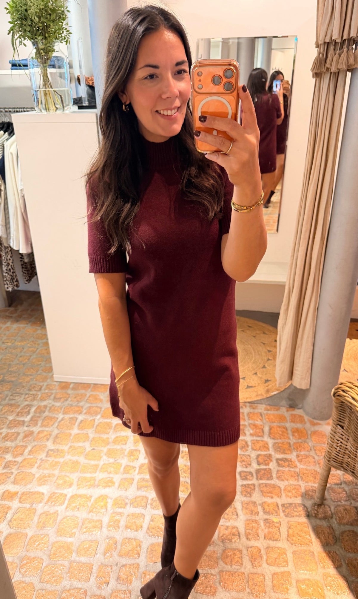 STRICK KLEID TURTLE NECK BURGUNDY