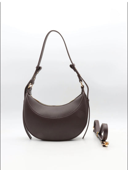 HALF MOON BAG GLATTLEDER SCHOKOBRAUN