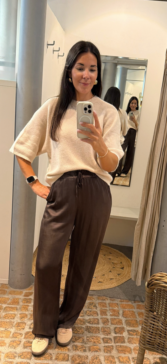 Pulli Kurzarm in beige