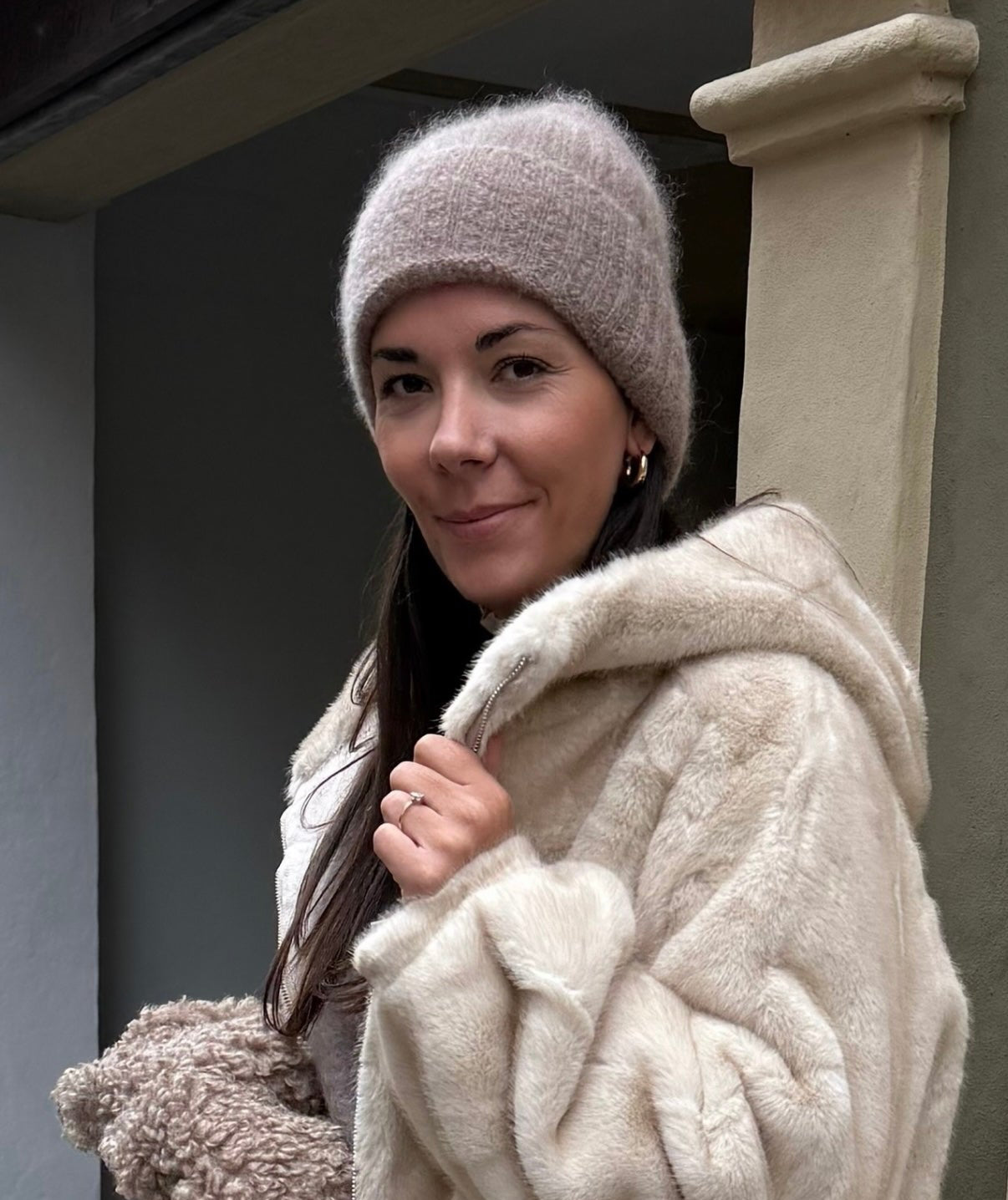 Cosy Mohair Mütze in mauve