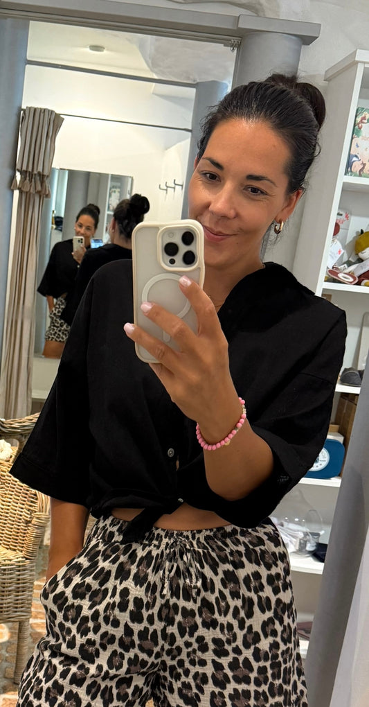 Leinen Bluse black