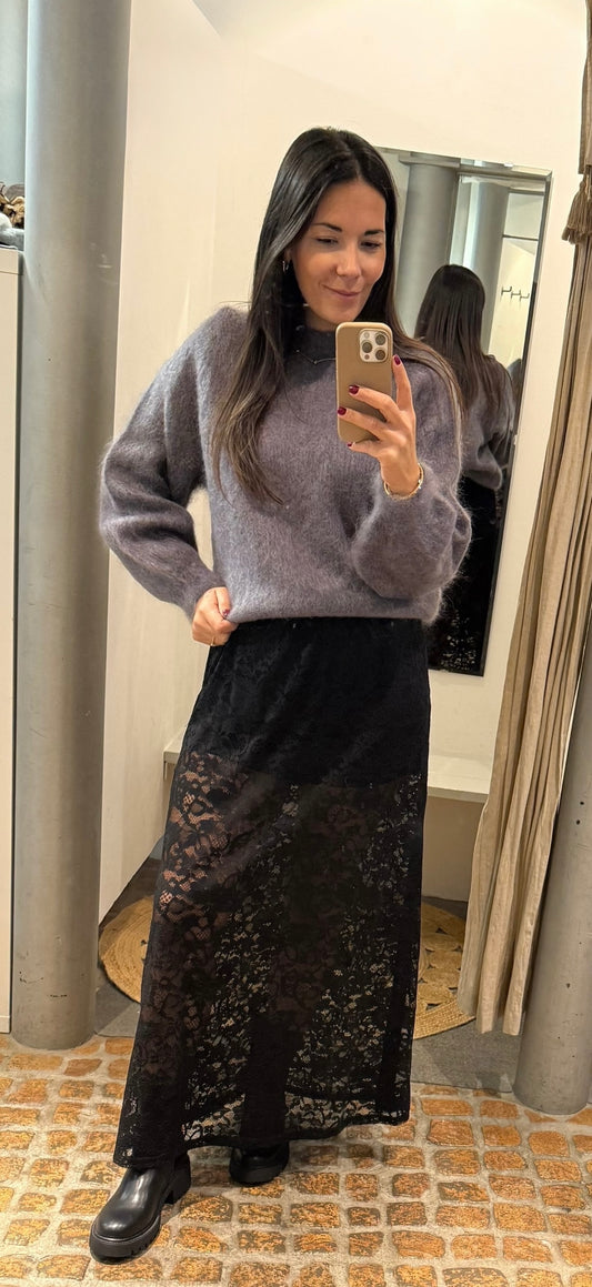 Kuscheliger Mohair Pullover Anthrazit