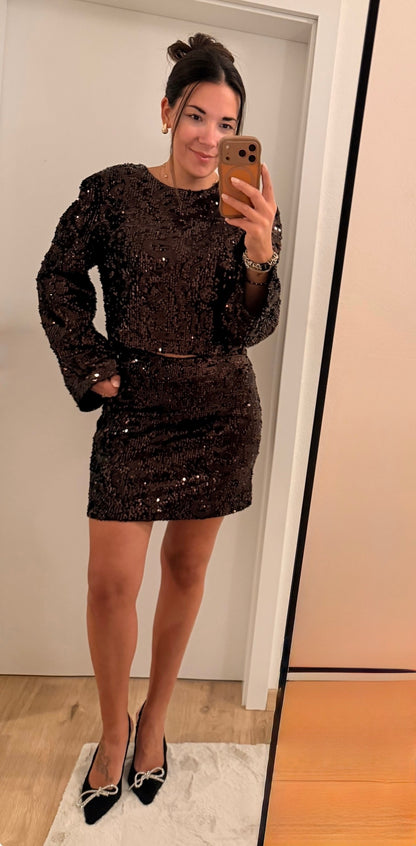 Pailletten Oberteil choco