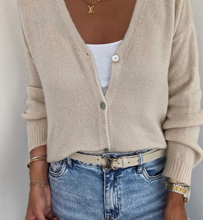 Cardigan V-Ausschnitt in beige