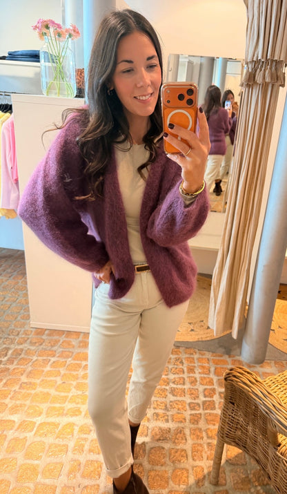 KUSCHELIGER MOHAIR CARDIGAN PLUM