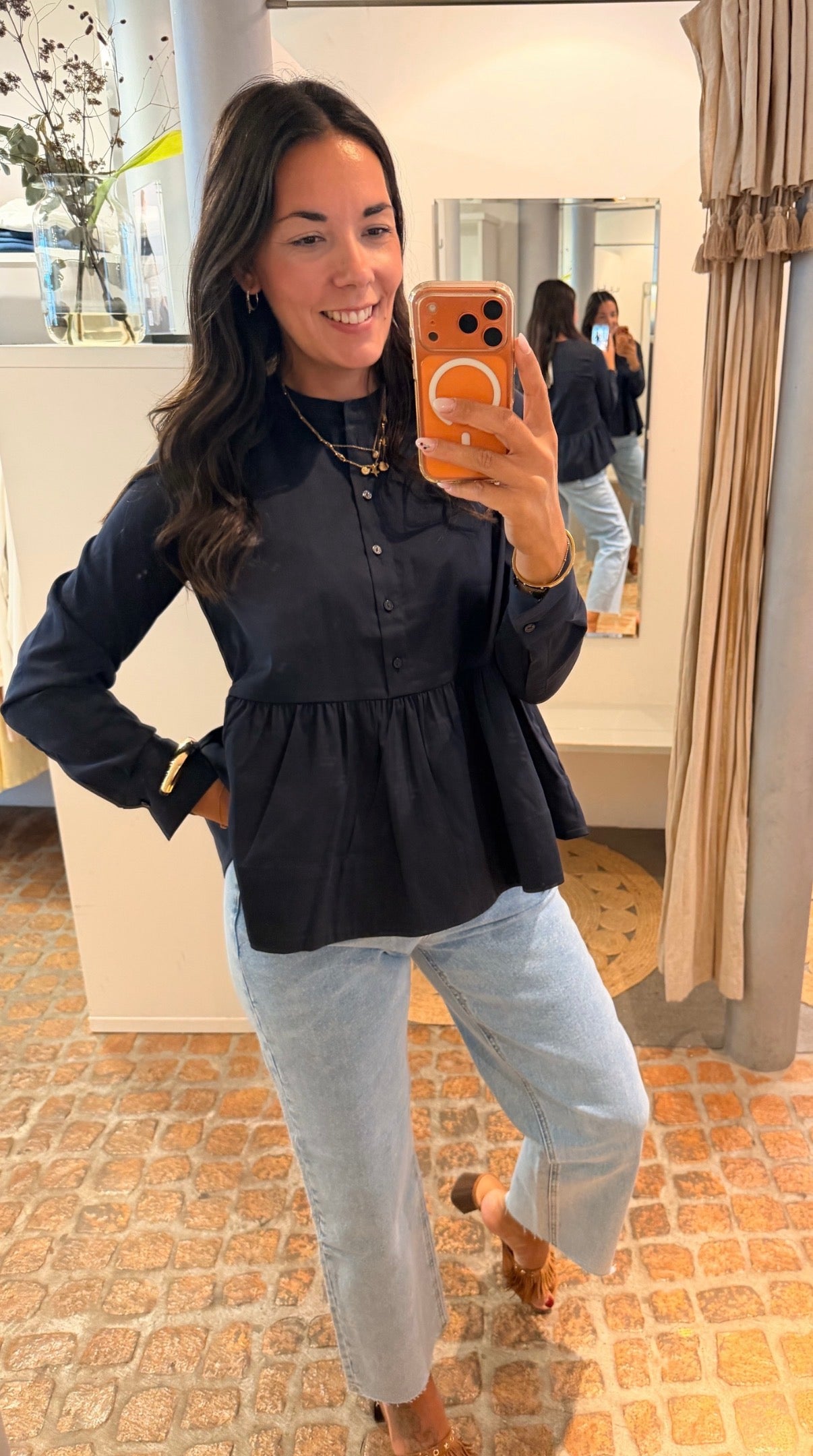 MILANO BLUSE VOLANT NAVY
