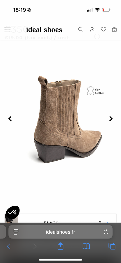 Midi Stiefelette Cowboy taupe - Echtleder