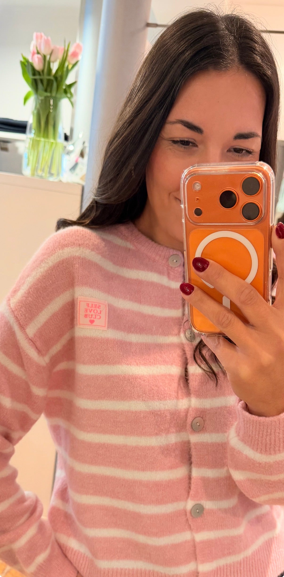 CARDIGAN SELF LOVE CLUB ROSA GESTREIFT