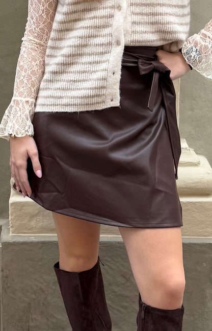 Midi Rock Lederimitat in braun