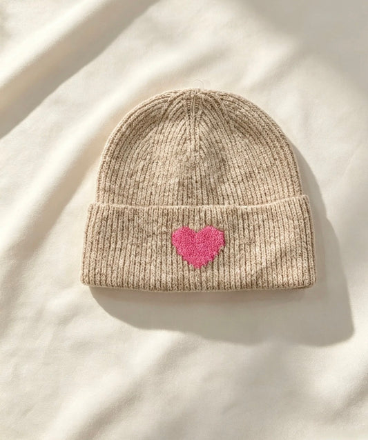 COZY MÜTZE HEART BEIGE