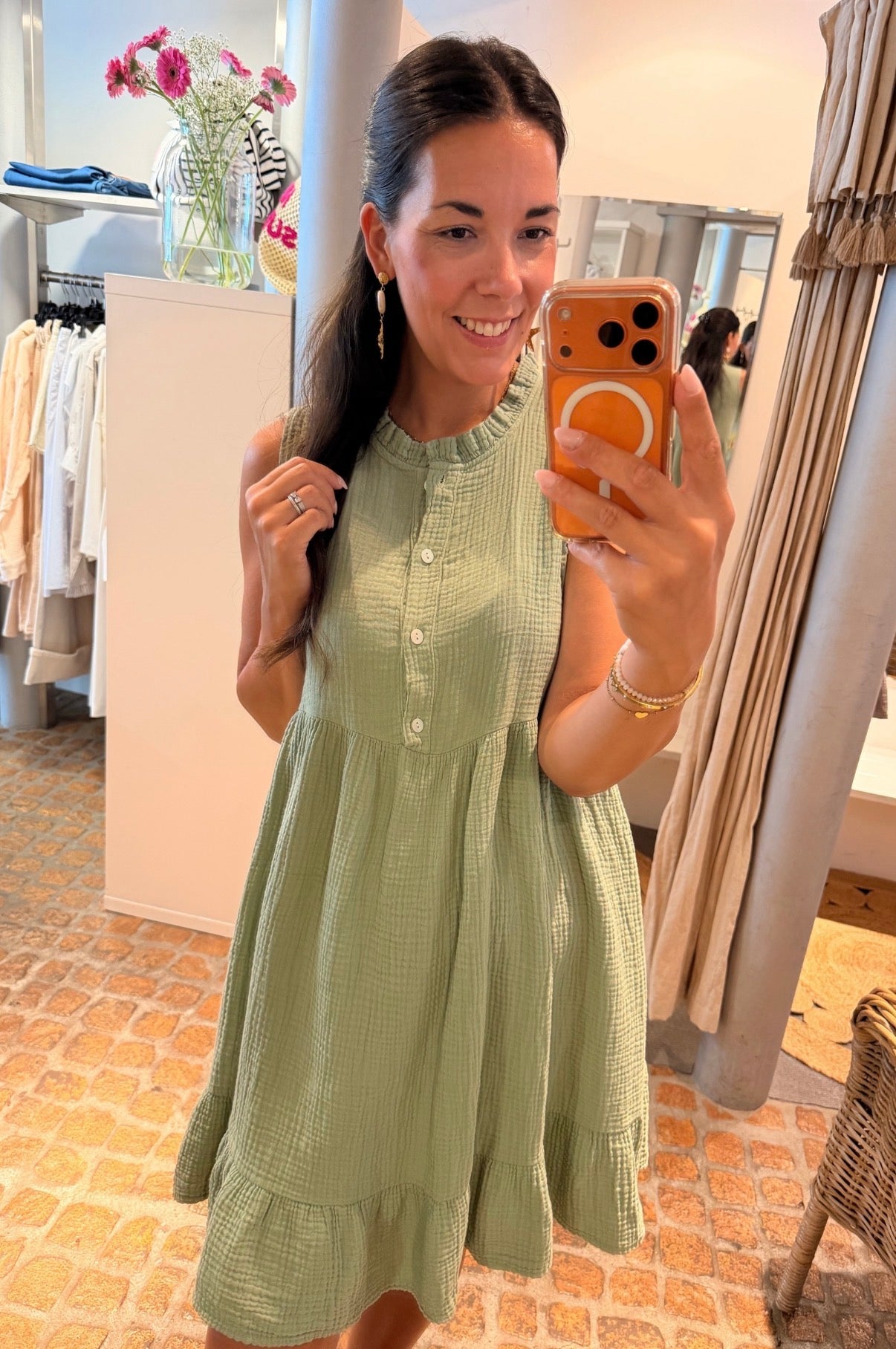 MIDI DRESS MUSSELIN SALBEI