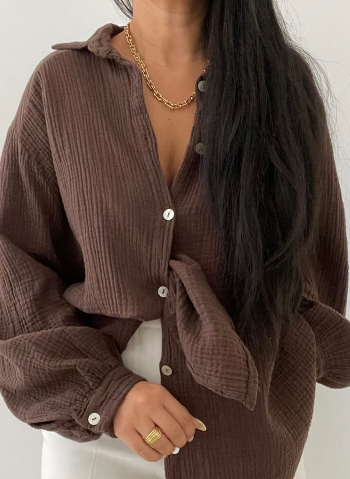 Musselin Bluse schokobraun