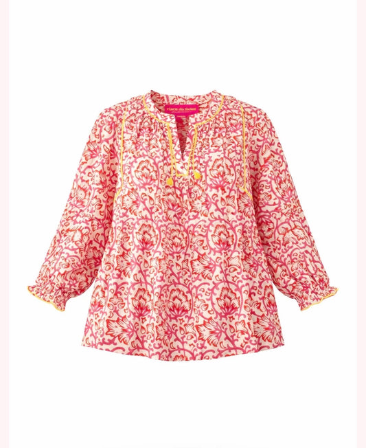 Place Du Soleil Bluse Mini Flower mit Perlen