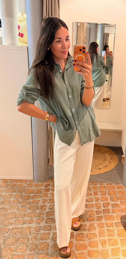 MUSSELIN BLUSE MATCHA