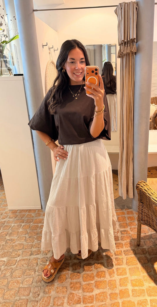 MUSSELIN MAXI ROCK BEIGE