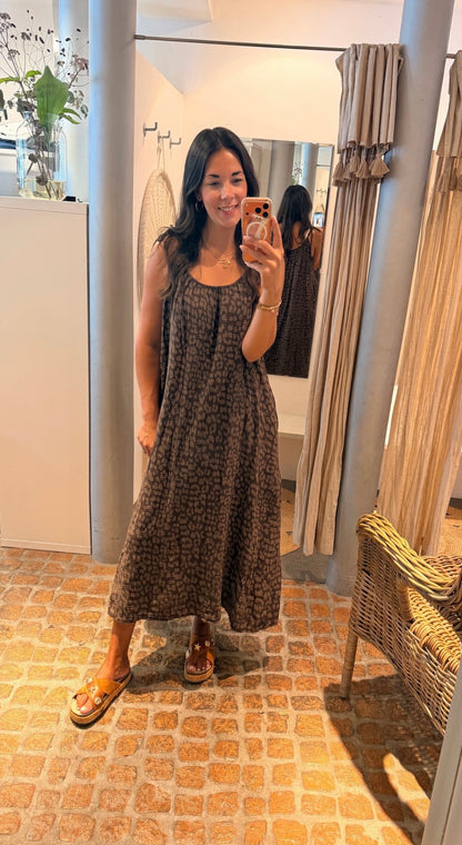 MUSSELIN MAXI DRESS LEO BROWN