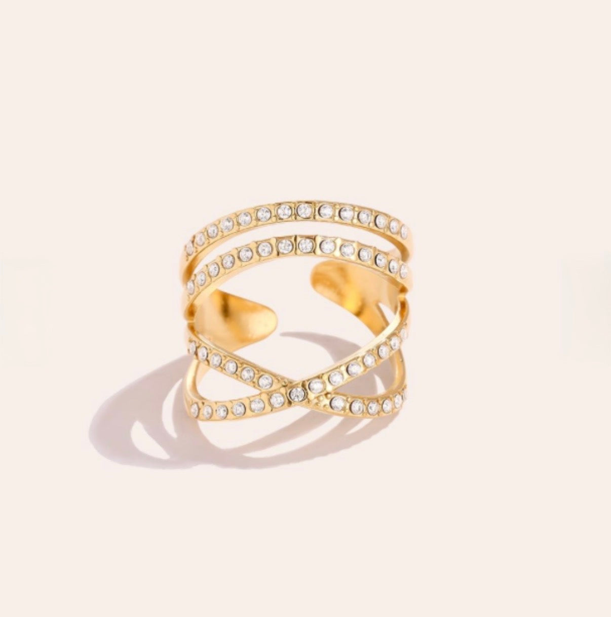 Ring double sparkle gold