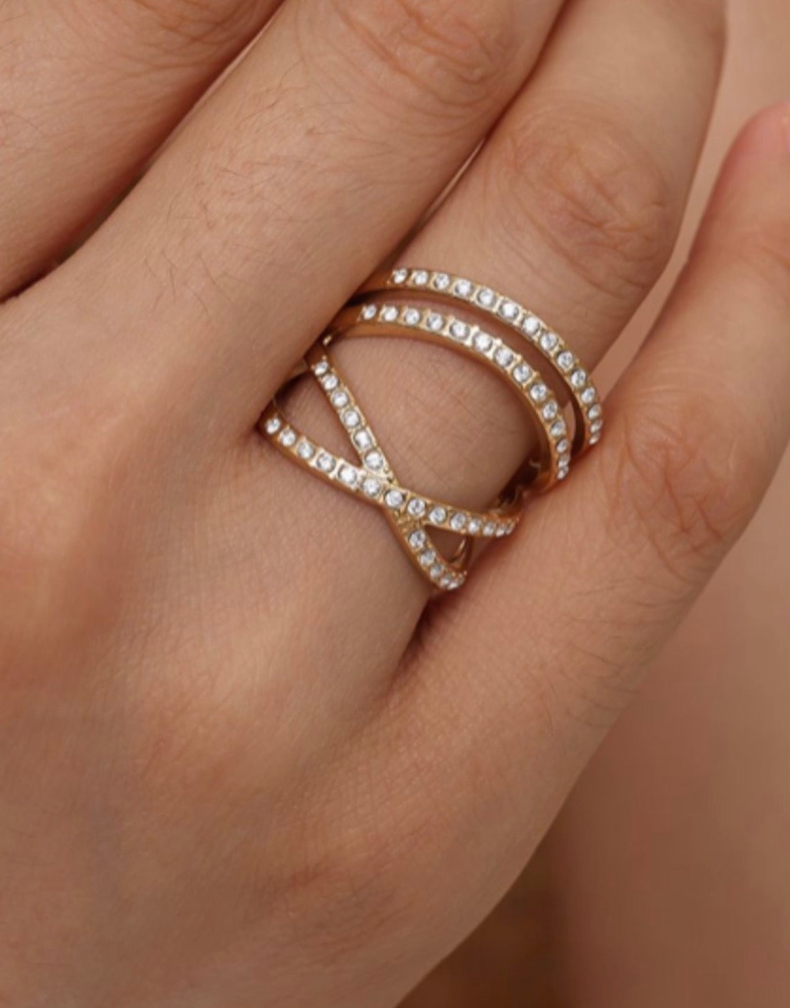 Ring double sparkle gold