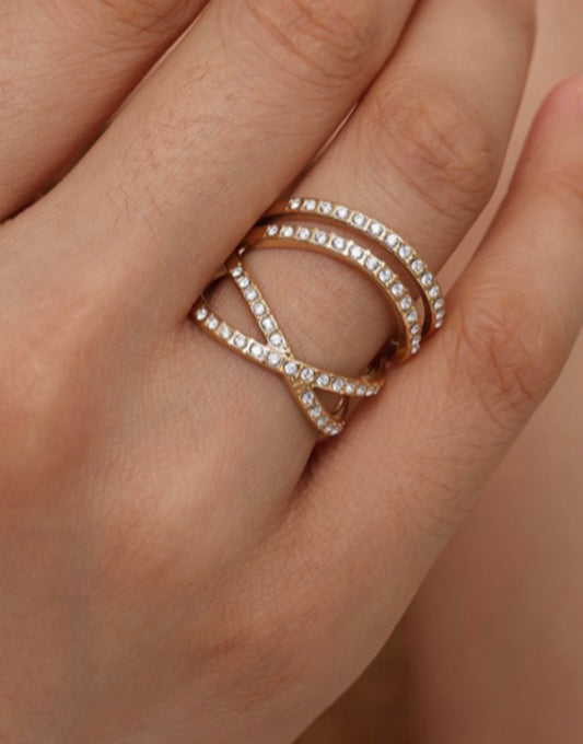 Ring double sparkle gold