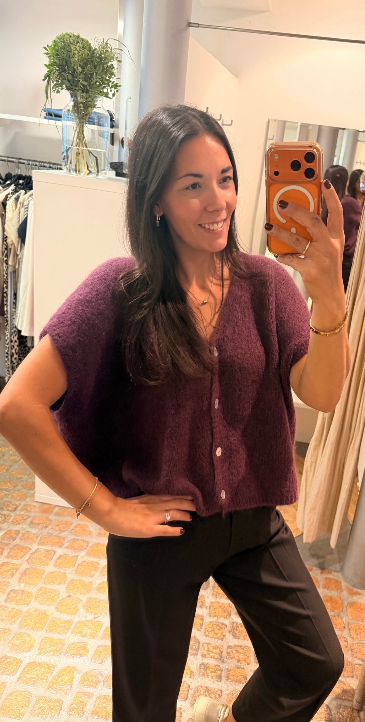 OVERSIZED STRICK PULLUNDER PLUM