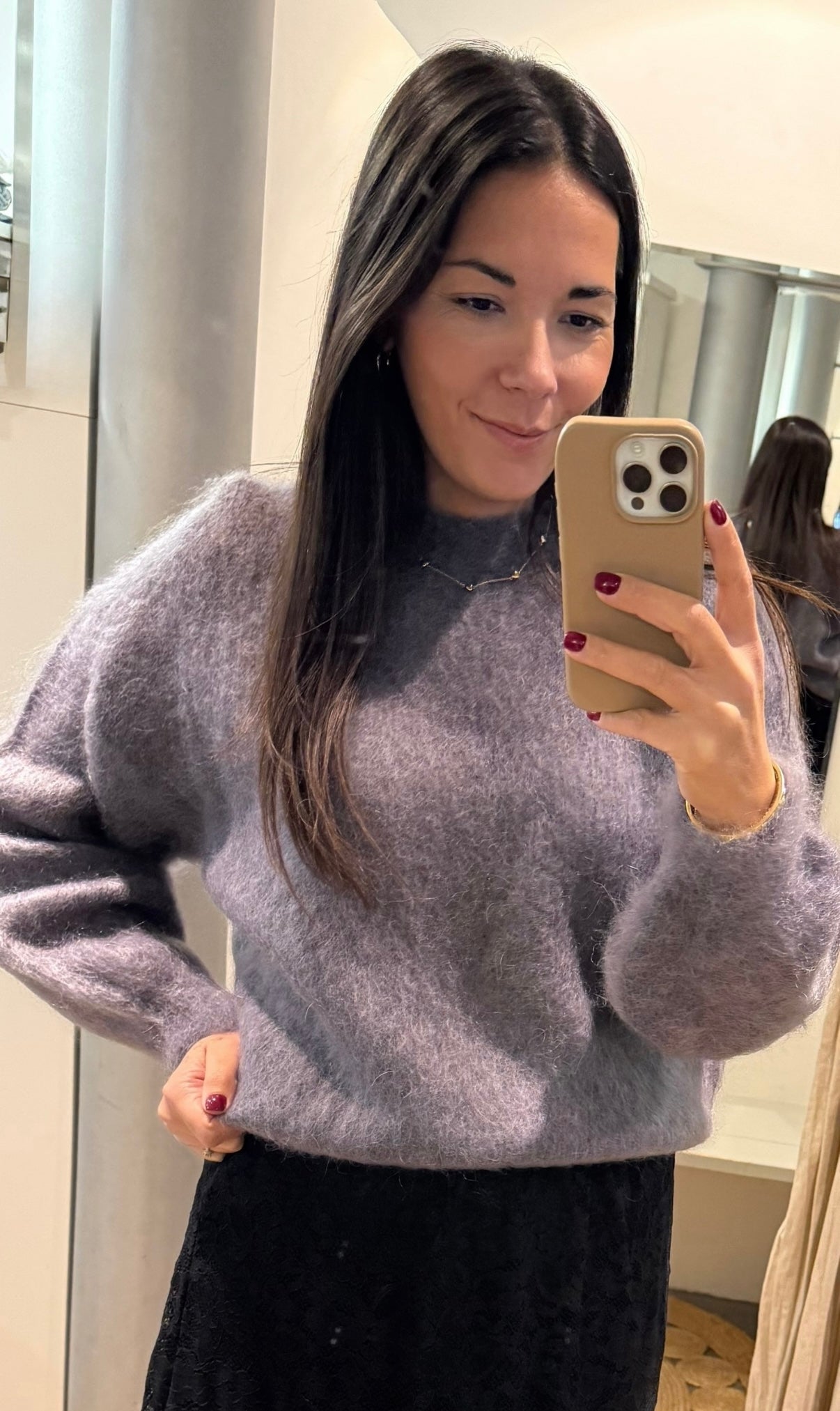 Kuscheliger Mohair Pullover Anthrazit