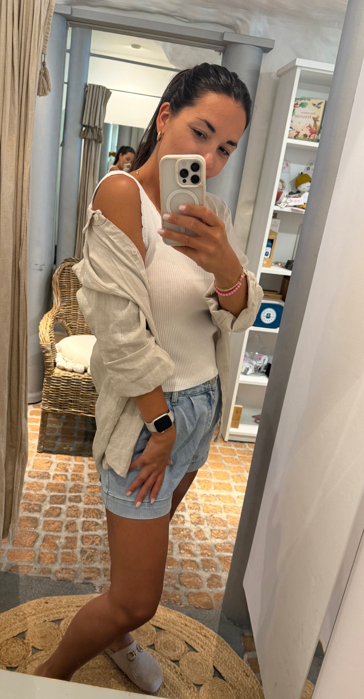 Leinen Bluse Oversize in beige