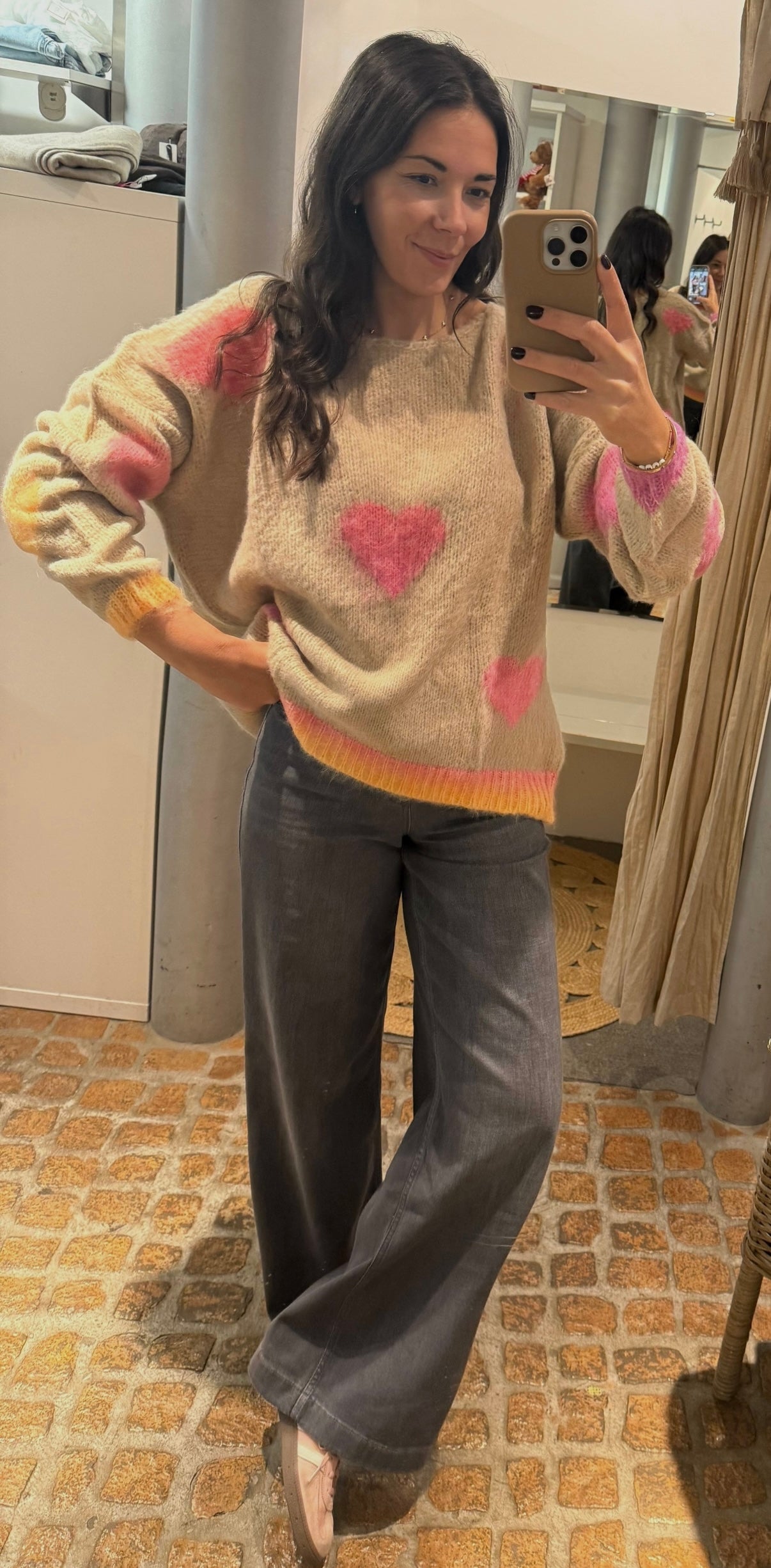 Miss Goodlife Strick Pullover Hearts allover