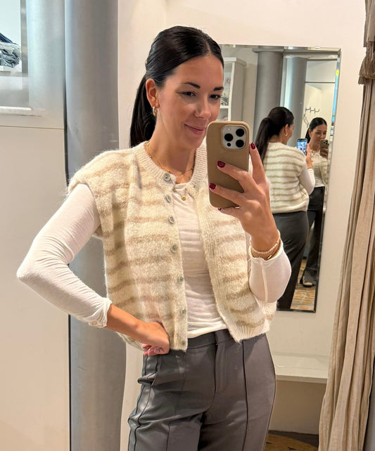 Strick Weste STRIPES in beige