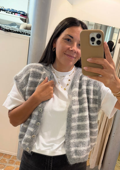 Strick Weste STRIPES in grau