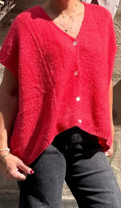 Oversized Strick Pullunder fire red