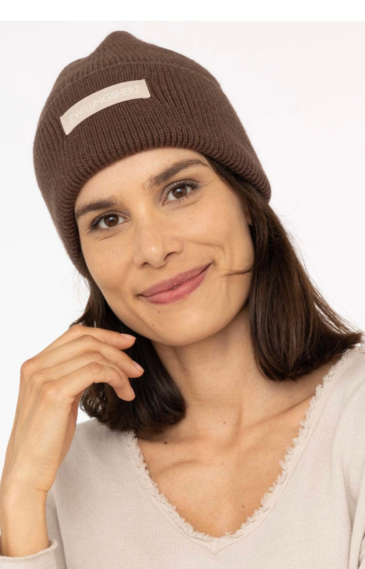 Zwillingsherz Mütze in braun