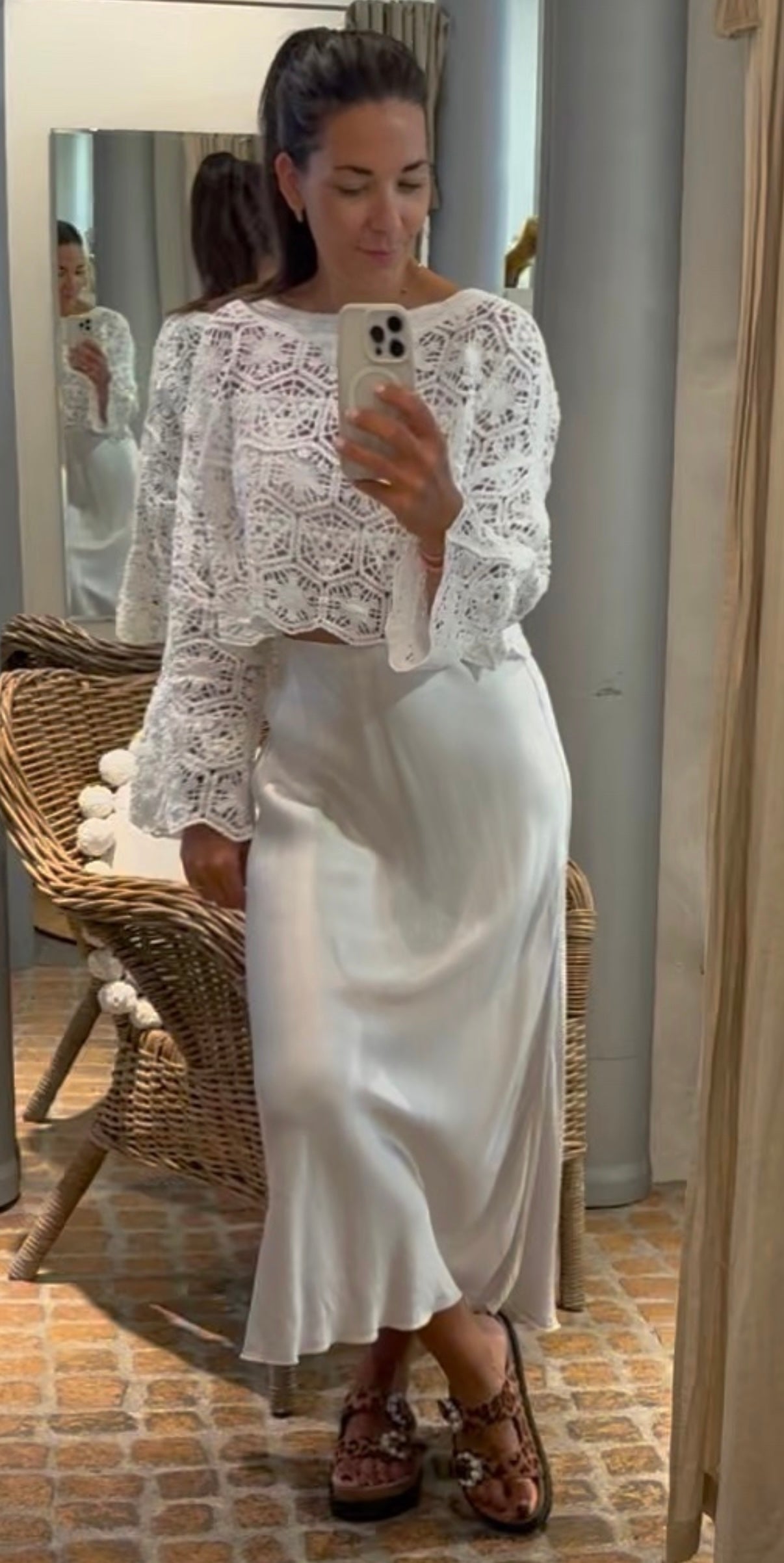 Boho Crochet Pulli in weiß
