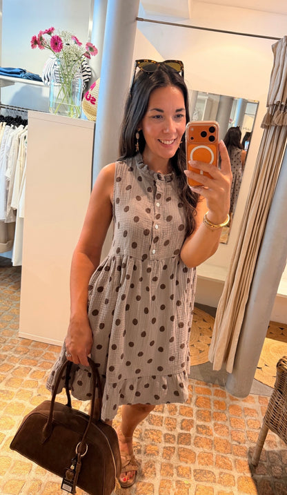 MIDI DRESS MUSSELIN POLKA DOTS