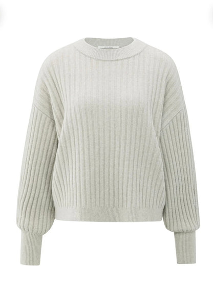 YAYA Gerippter Pullover in cloudy grey