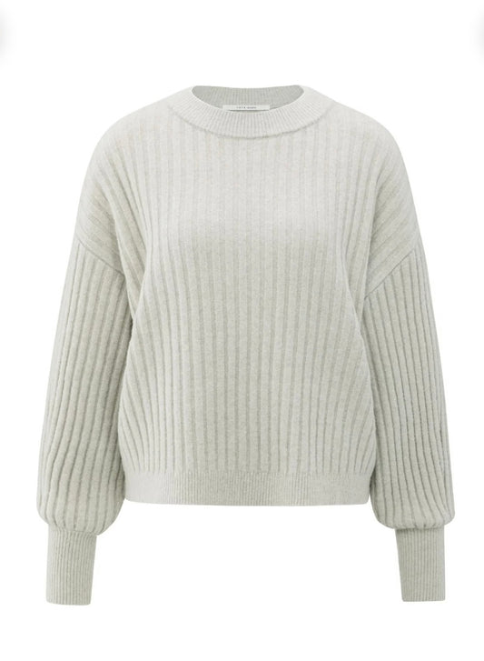 YAYA Gerippter Pullover in cloudy grey