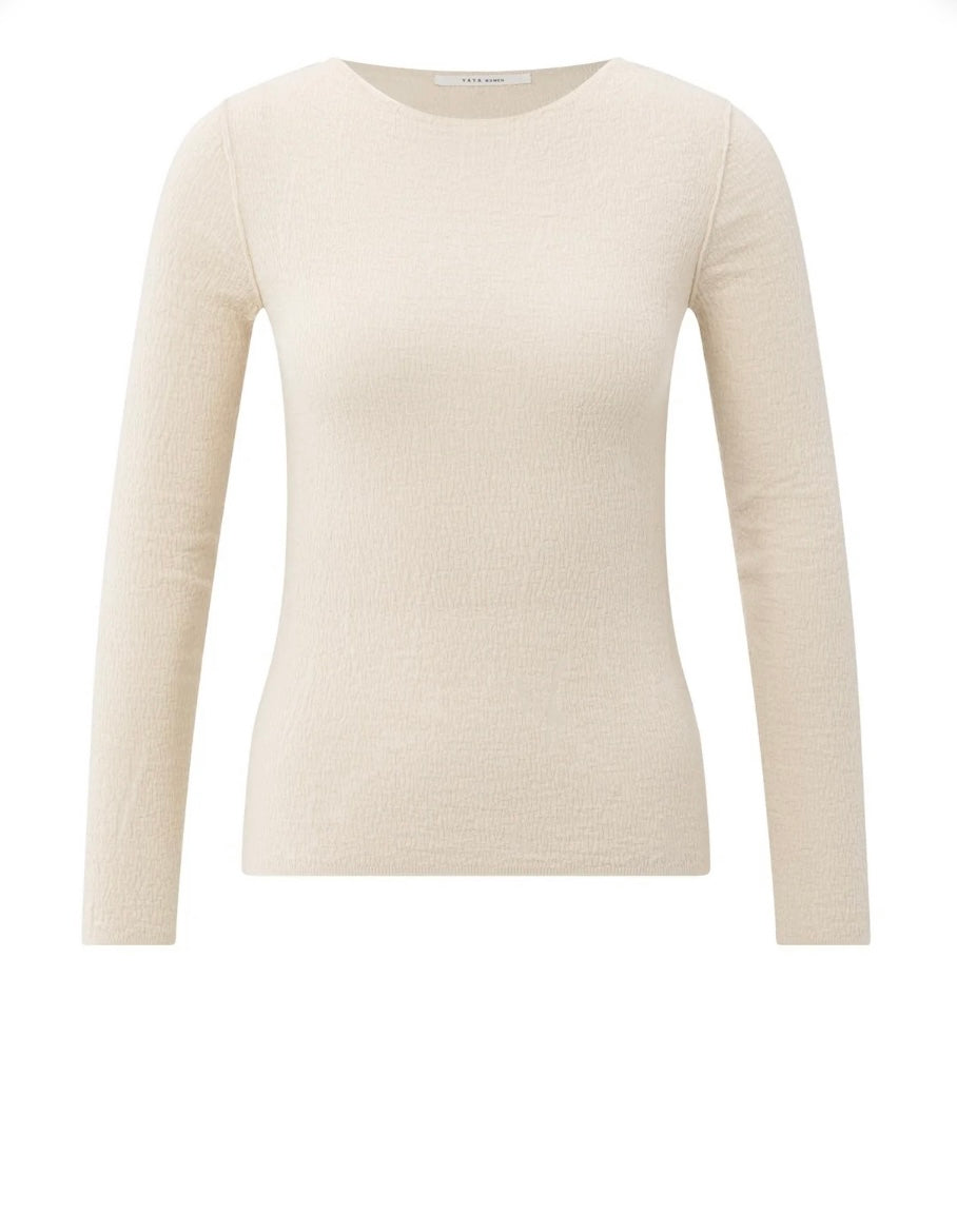 YAYA Feinstrickoberteil Kaschmir mit Struktur in beige